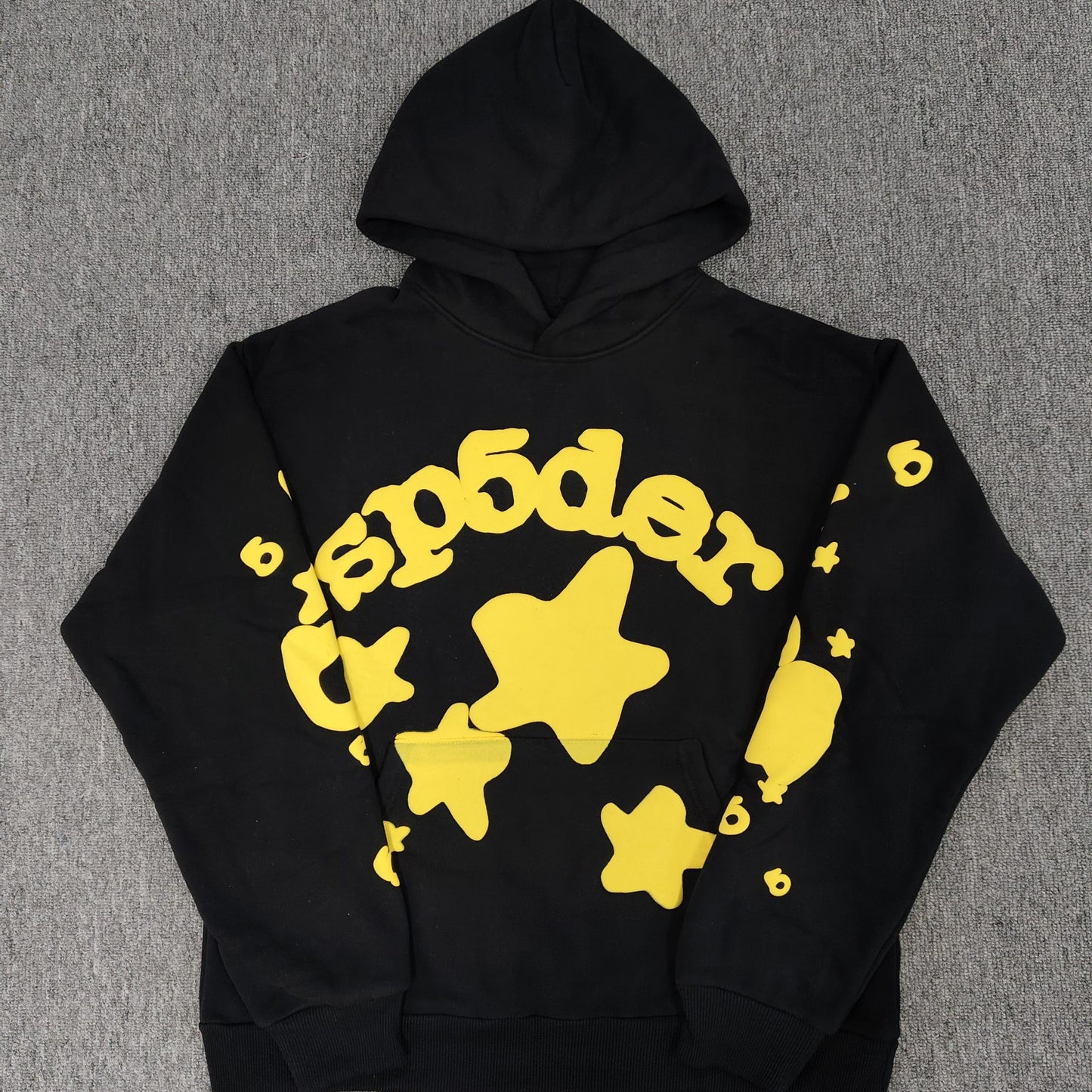 Black and yellow Sp5der hoodie