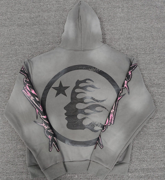 Hellstar hoodie (grey&pink)