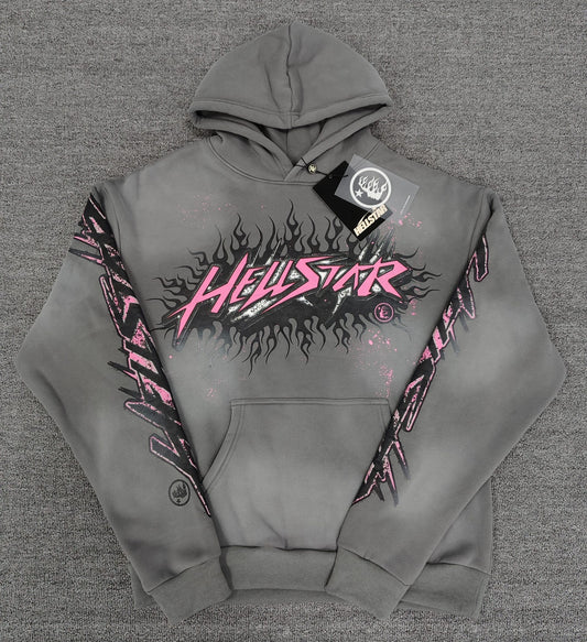 Hellstar hoodie (grey&pink)